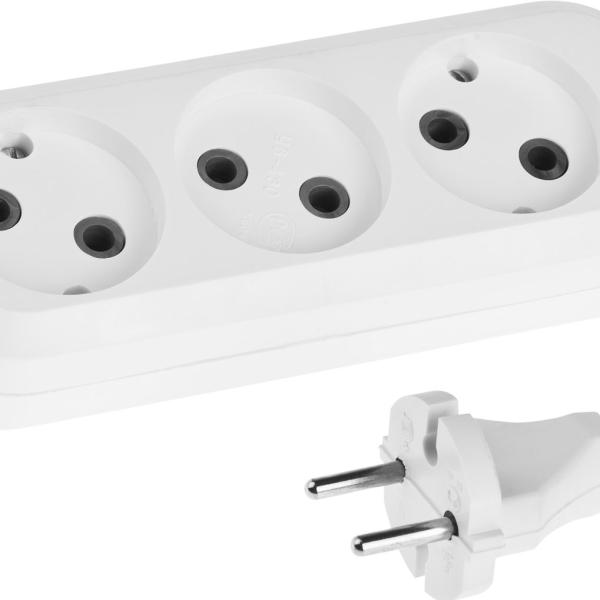 Удлинитель СИБИН электрический, ПВС сечение 0,75кв мм, 3 гнезда, макс мощн 1300Вт, 5м